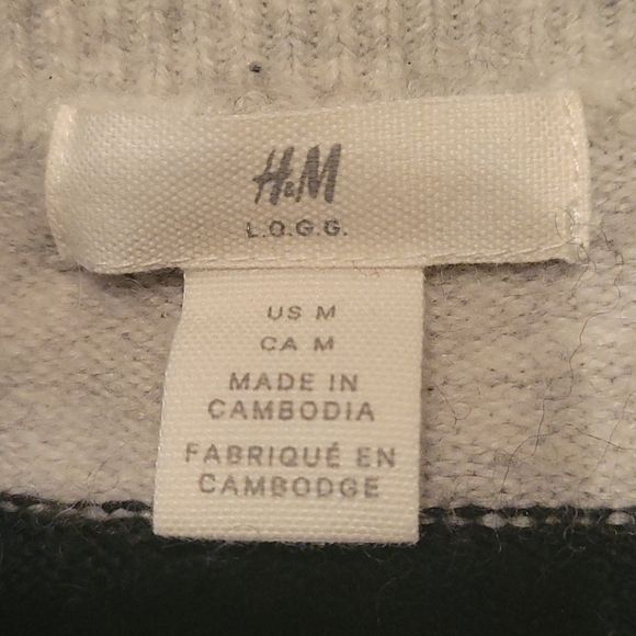 VTG H&M Mohair Wool Color Block Crew Neck Unisex Varsity Sweater - Picture 4 of 5